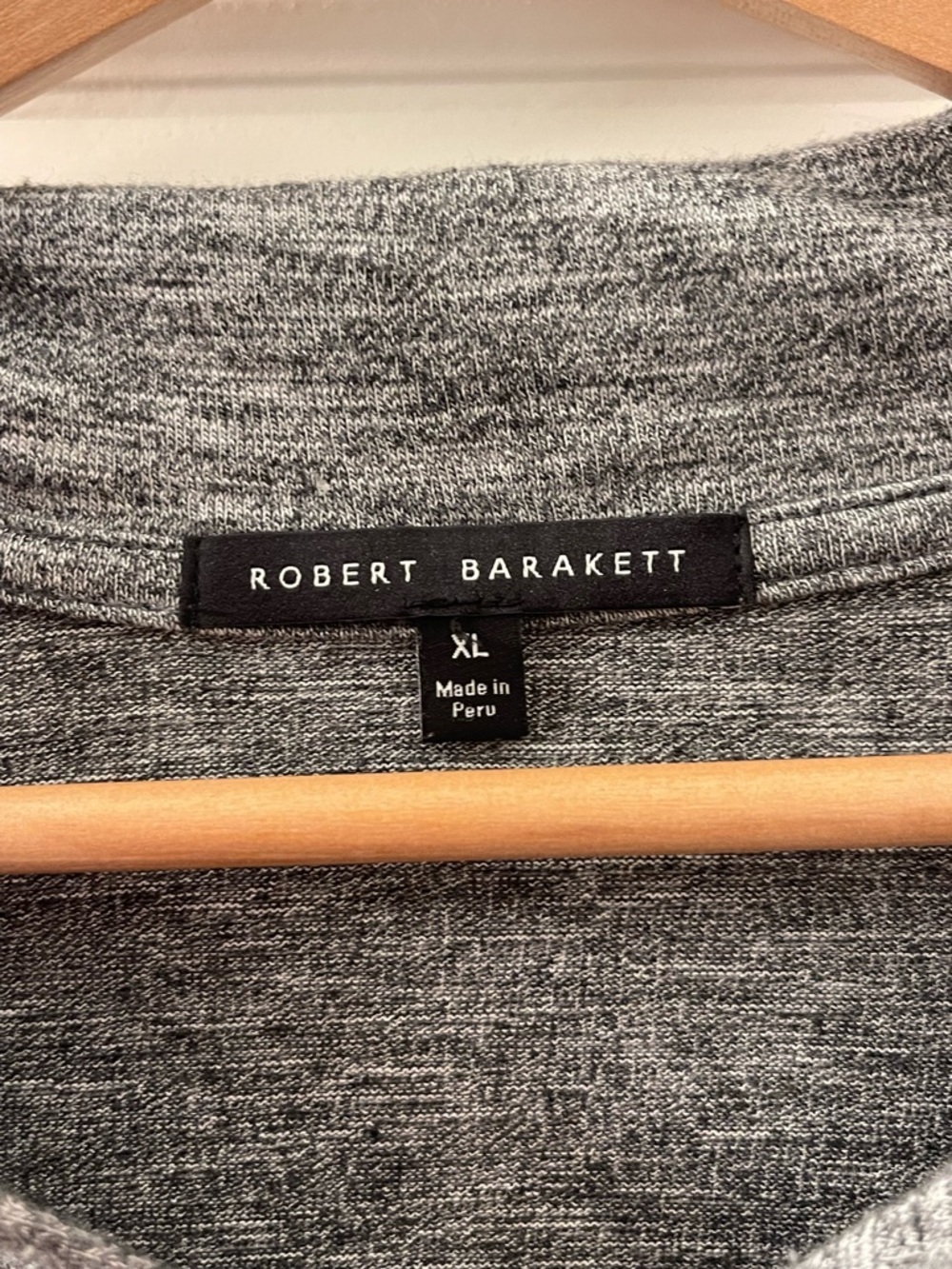 Robert Barakett Men's Long Sleeve Heather Gray Polo-Style Tee - Picture 3 of 5